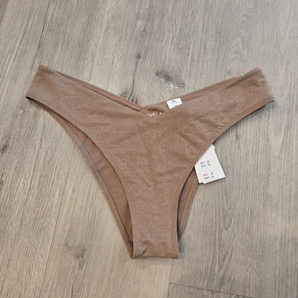 Abercrombie & Fitch Shimmer High Leg Cheeky Bikini Bottom Sz Medium NWT